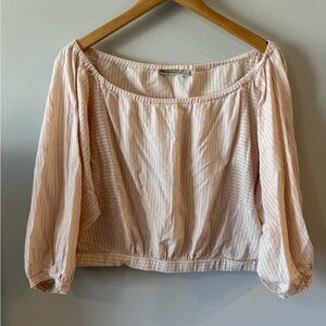Anthropologie Holding Horses Striped Aria Off-Shoulder Crop Top Blouse
